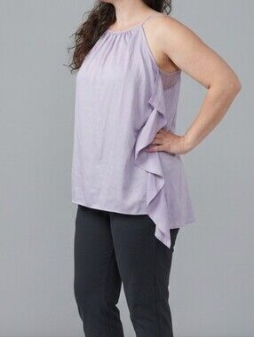 Splash Lavender Ruffle-Trim Halter Tank Top